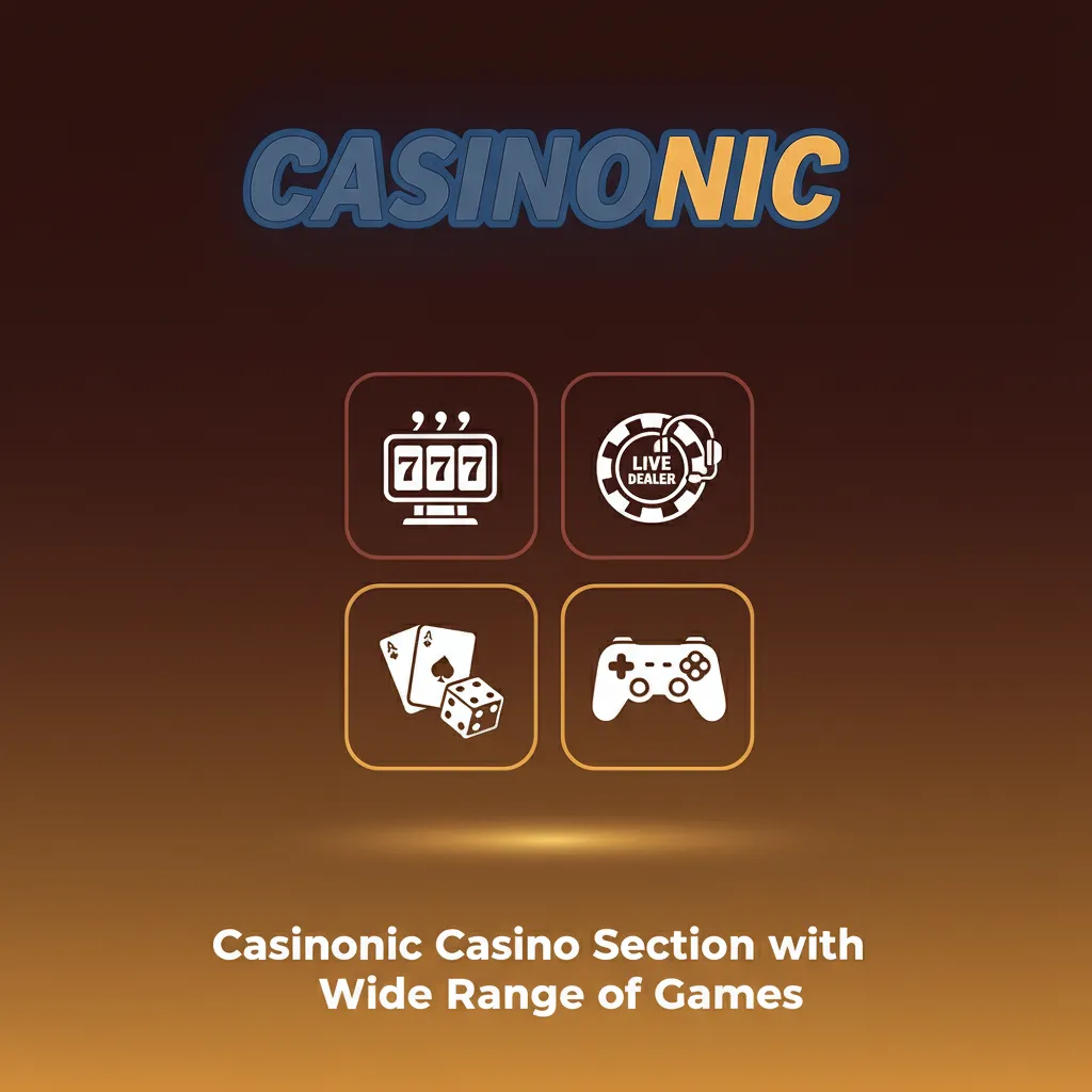 Casinonic casino lobby with 3,000+ games and filters for slots, jackpots, table, video poker, crash, Megaways, scratchcards.