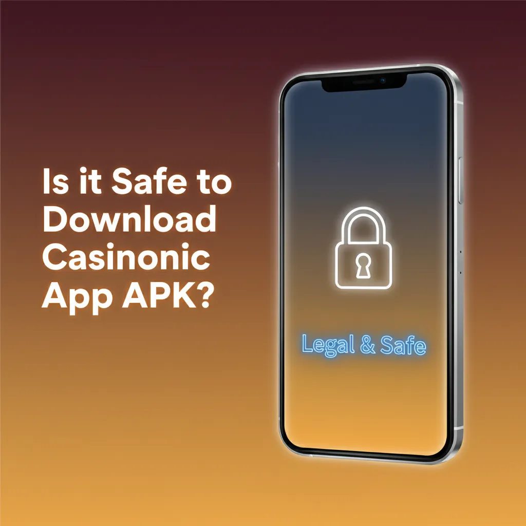 Casinonic app APK safety graphic: officially licensed, SSL-encrypted, secure with regular updates.