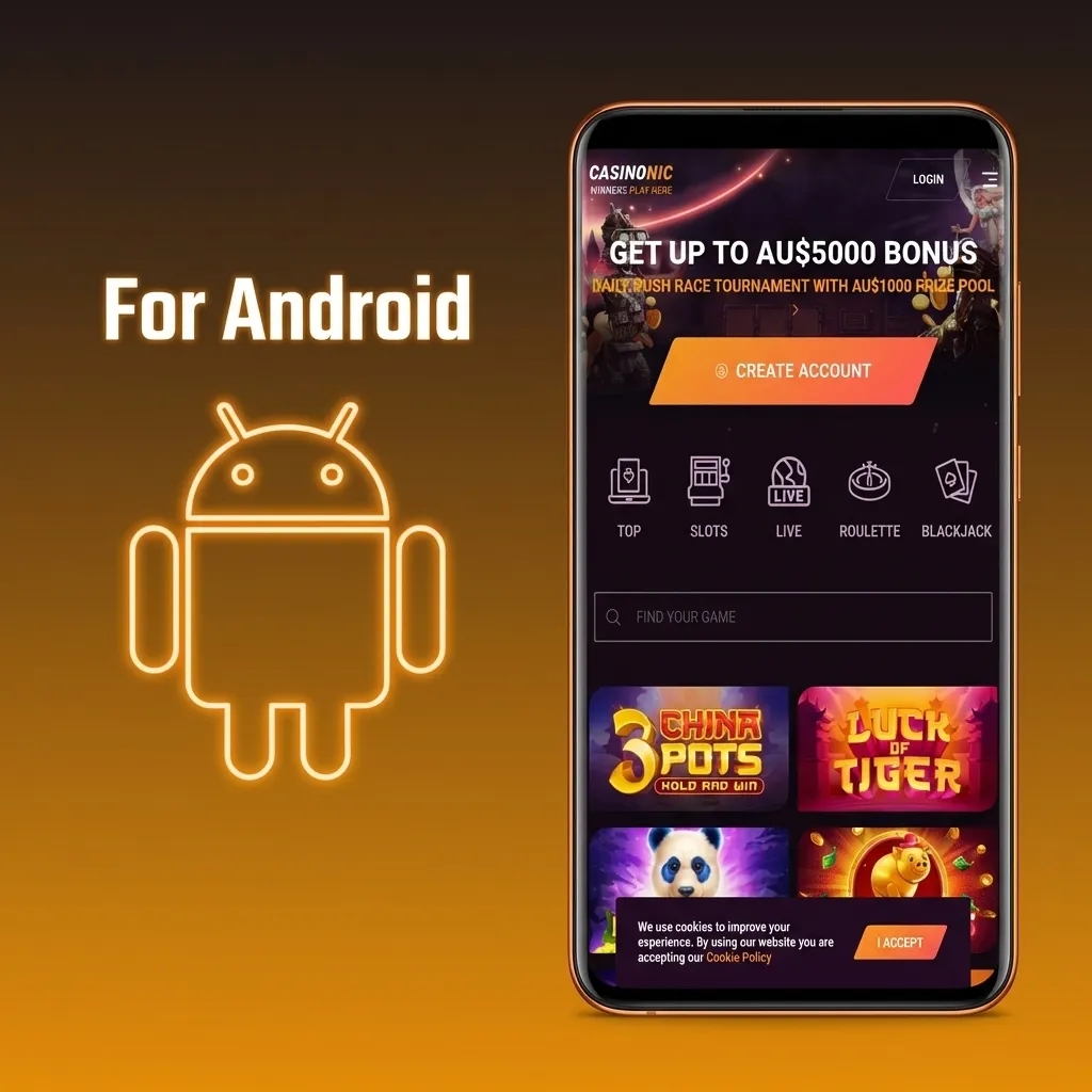 Android app installation guide showing APK download and setup steps for mobile gaming platform