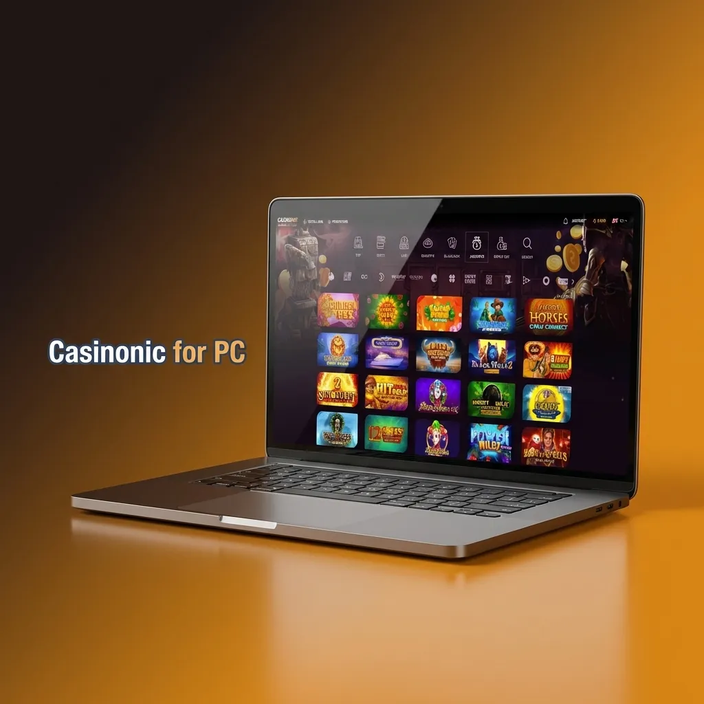 Browser-based Casinonic casino interface displayed on desktop PC screen showing games and account features