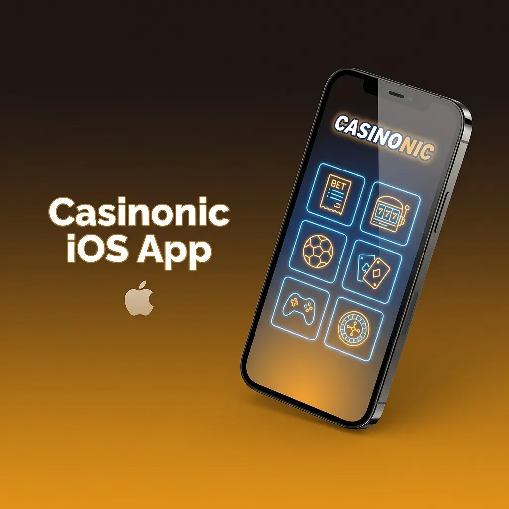 Casinonic iOS app icon on iPhone screen, compatible with iOS 11.0+, free download for iPhone and iPad users