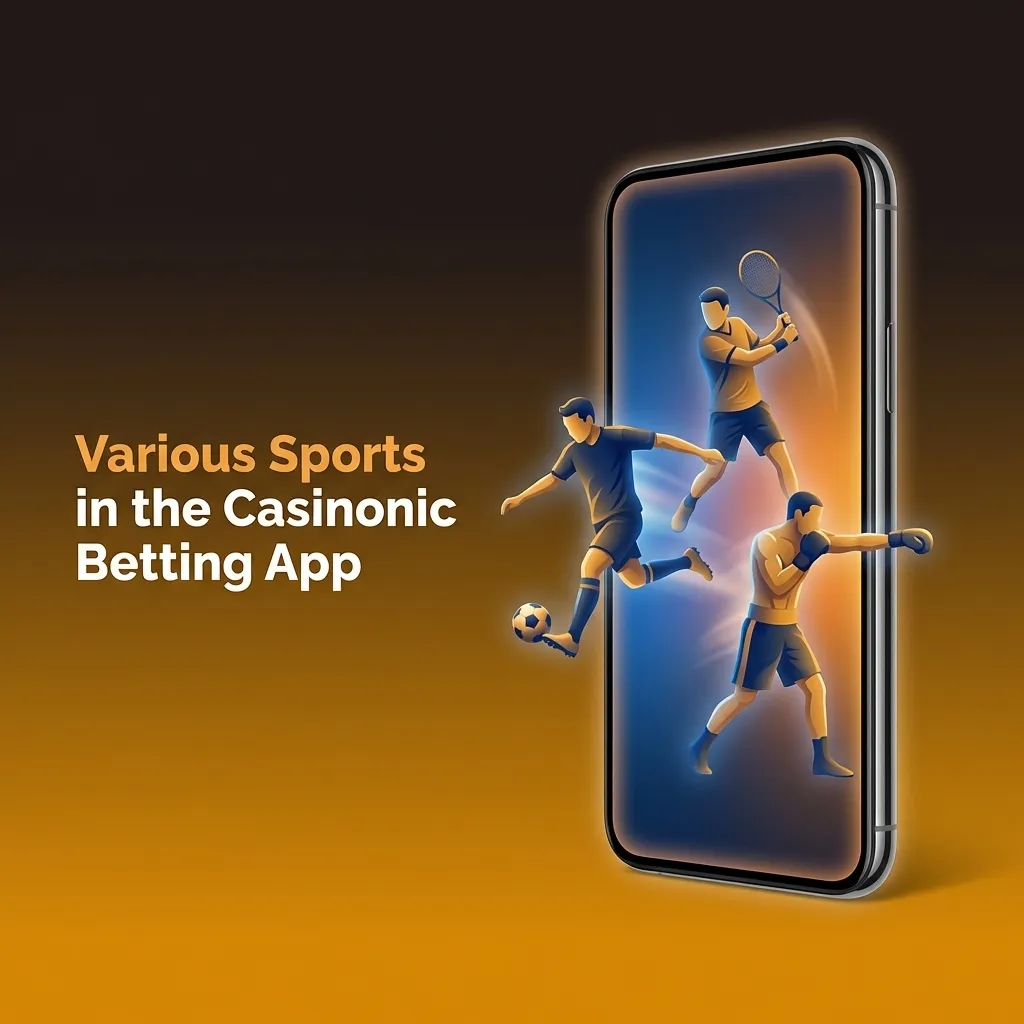 Casinonic betting app interface showing multiple sports options including football, basketball, tennis, and eSports