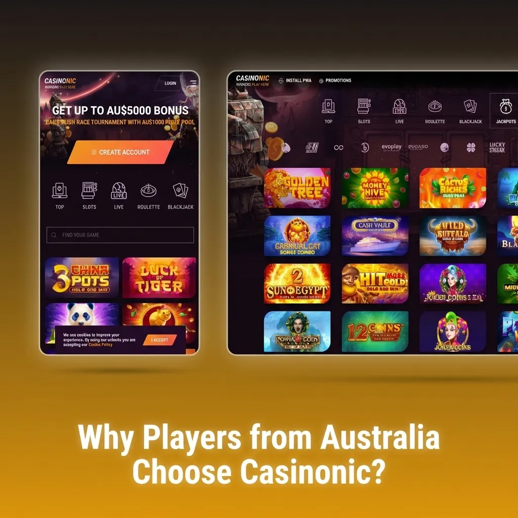 Australian players choosing Casinonic casino for fast payouts, diverse pokies, AUD support, and secure licensed gaming.